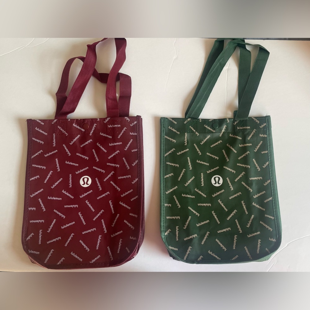 Lululemon Two Small Reusable Shopping Bags Red
